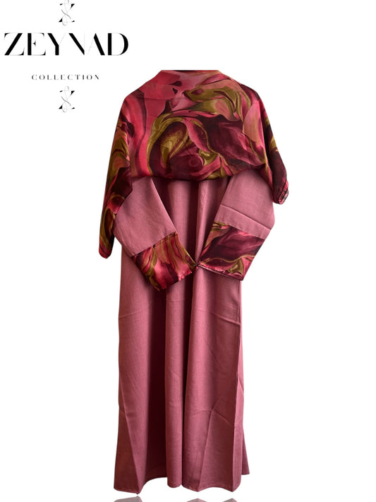 Intense bold-pink swirl matching dress & hijab set