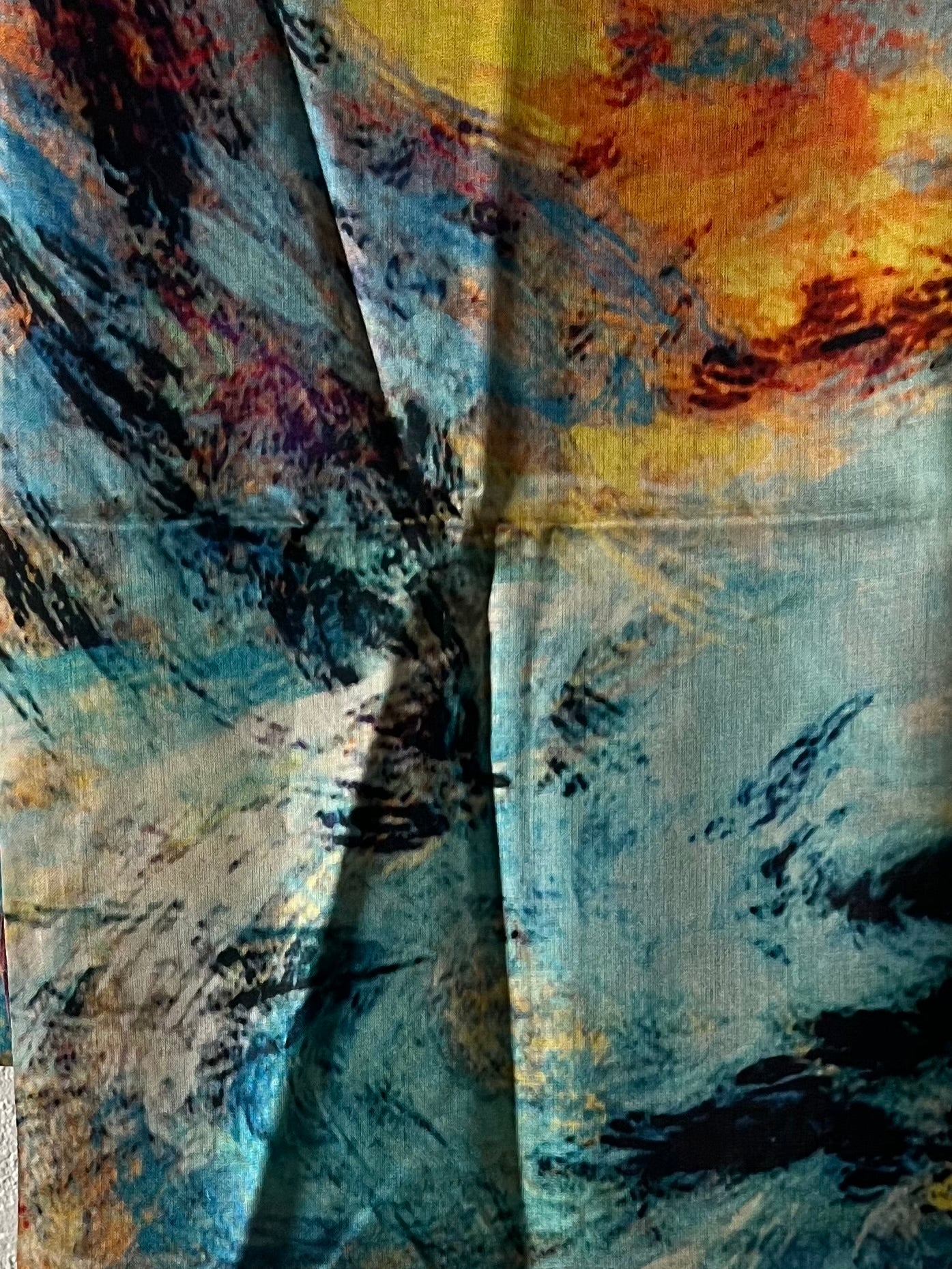 Faded sea & forest glow faded watercolor modal hijab