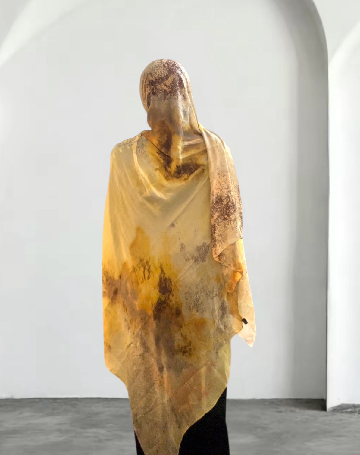 Blazing yellow watercolor chiffon hijab
