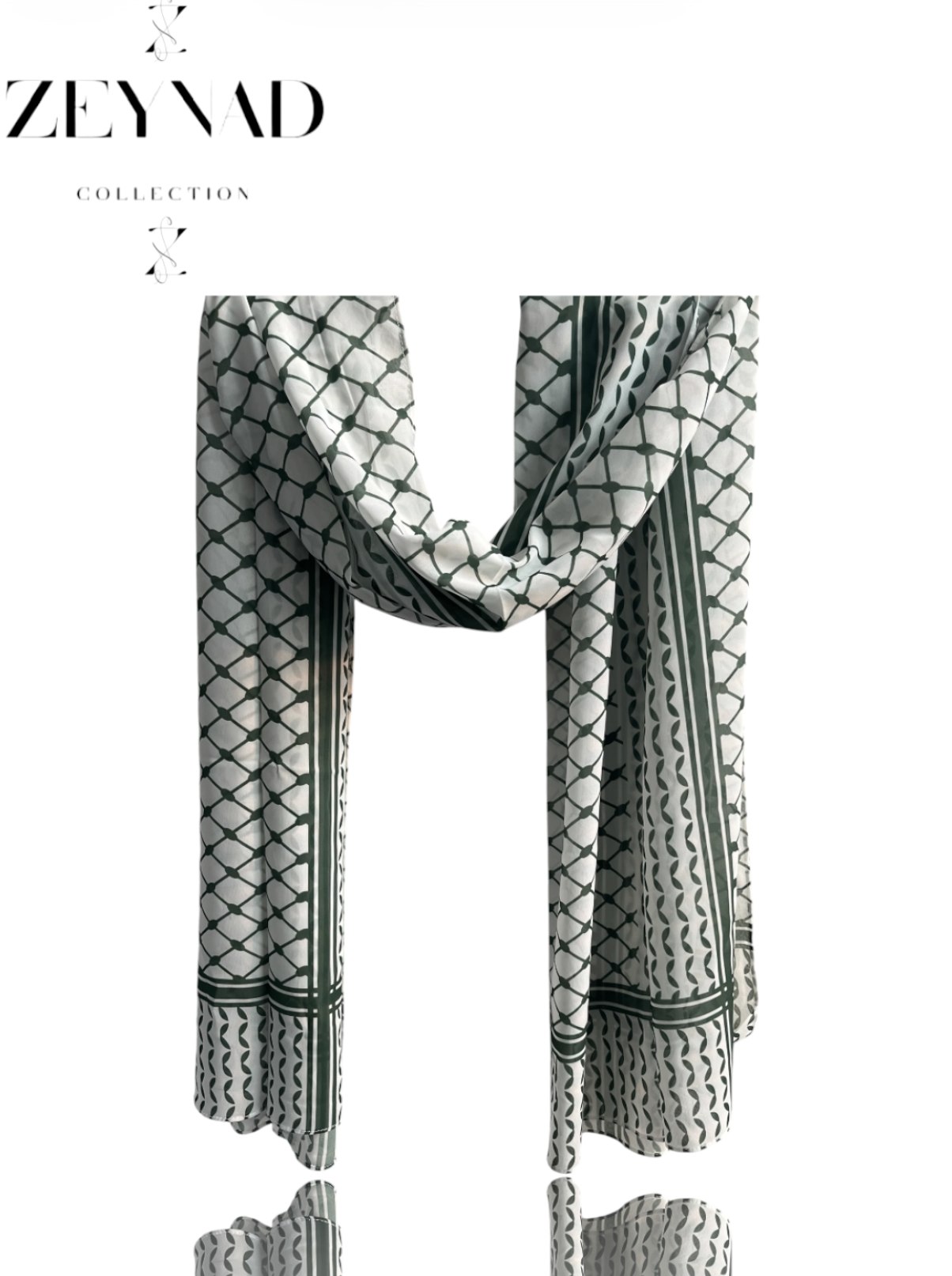 Green fall keffiyeh chiffon print