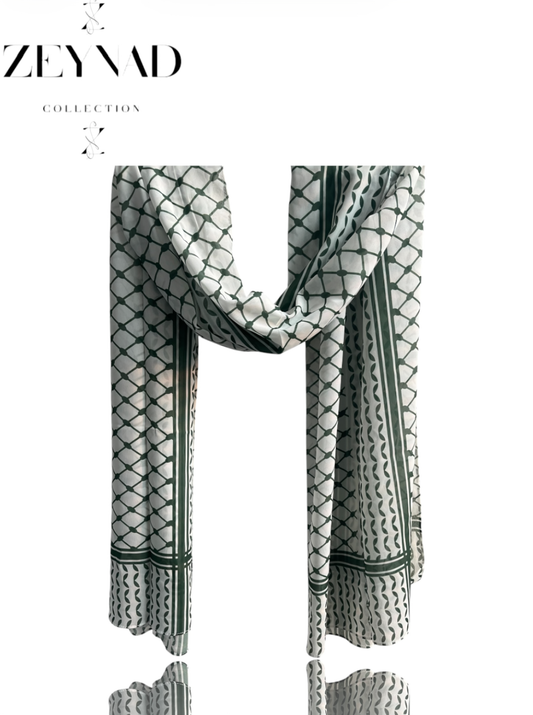 Green fall keffiyeh chiffon print