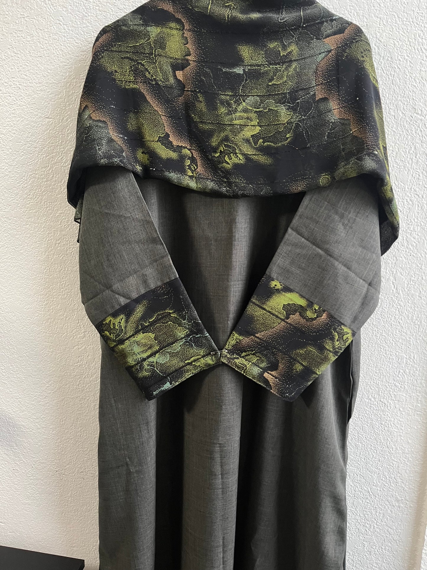 Green mirage matching dress & hijab set