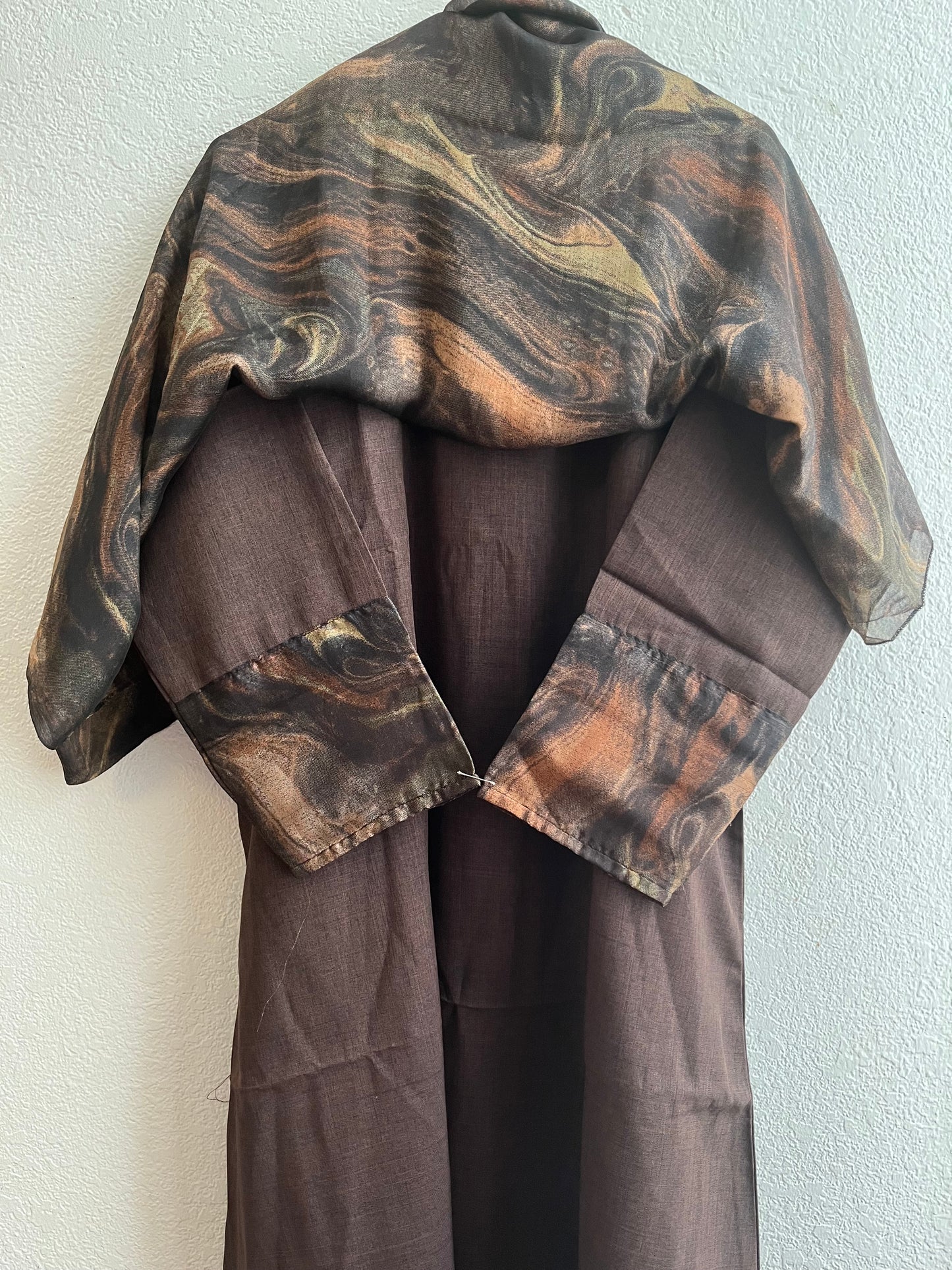Intense brown-orange swirl matching dress & hijab set