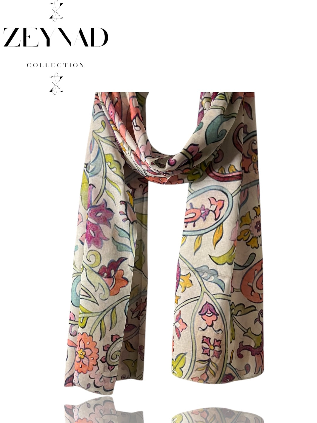 Faded white & colorful mixture watercolor modal hijab