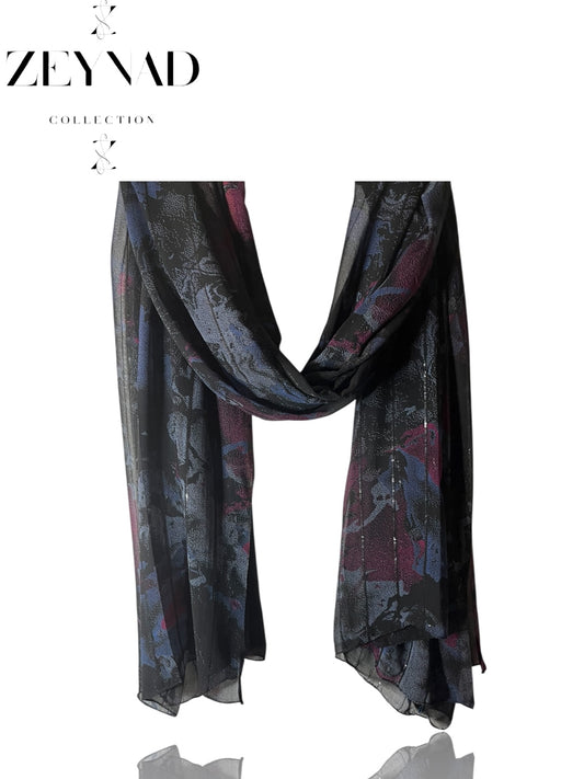 Luminous azure slash chiffon hijab