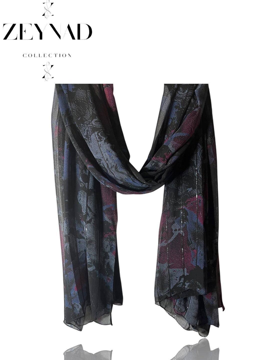 Luminous azure slash chiffon hijab