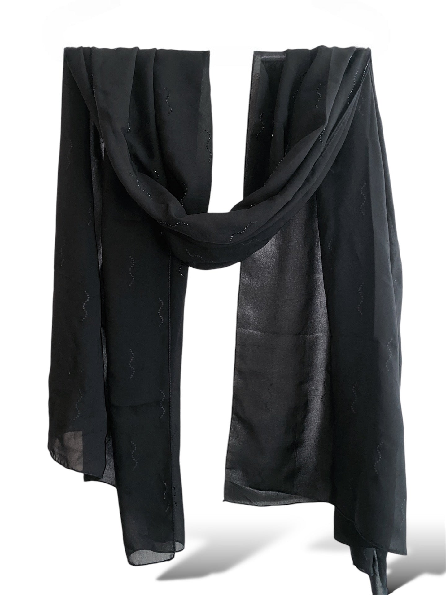 Premium black rhinestone hijab