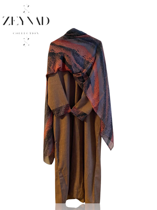 Brown matching dress & hijab set