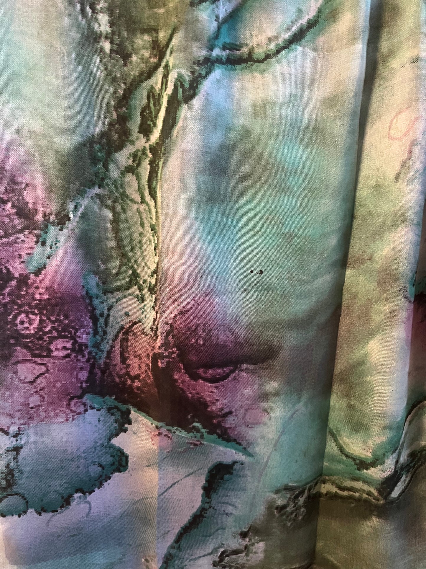 Vivid Teal Watercolor Chiffon Hijab