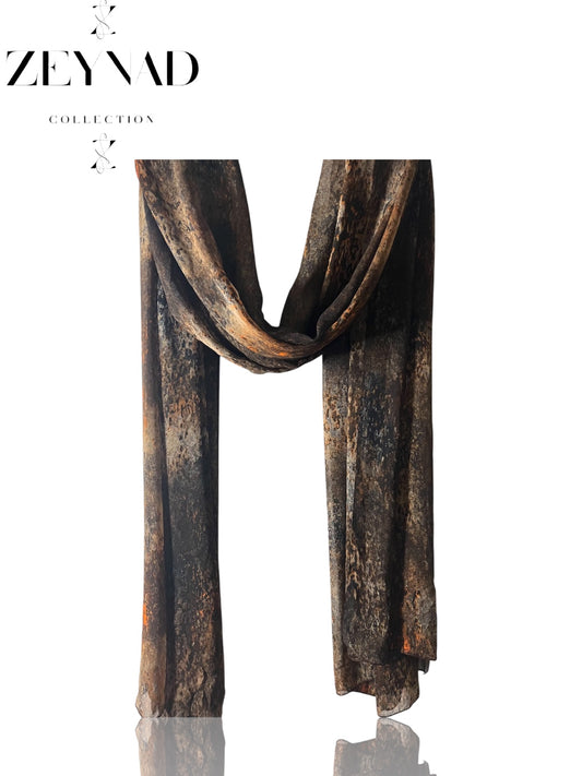 Vivid Dust Brown Watercolor Chiffon Hijab