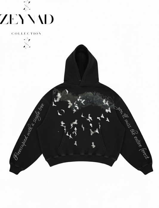 Single leaf ZEYNAD hoodie in black