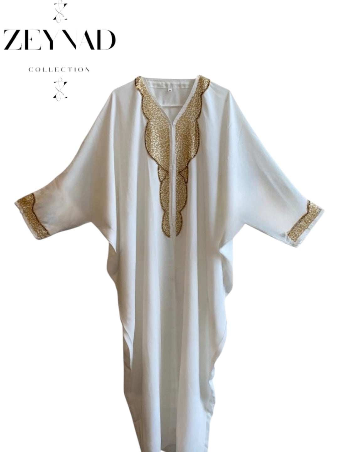 White & Gold open Abaya