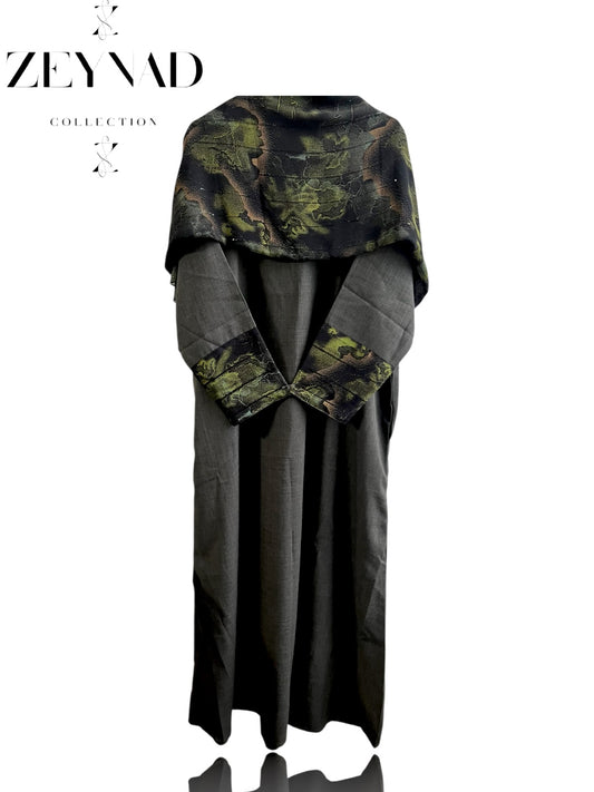 Green mirage matching dress & hijab set