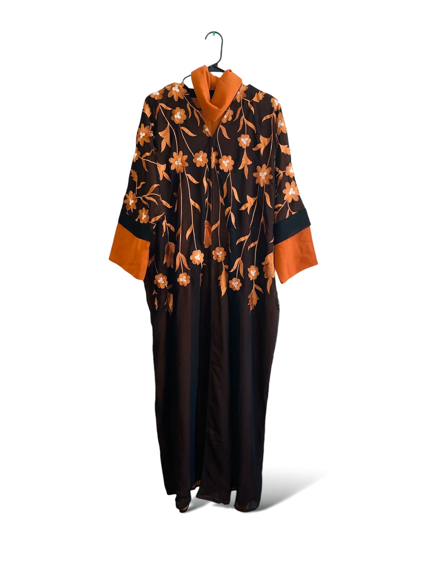 Handmade Orange open Chiffon Abaya