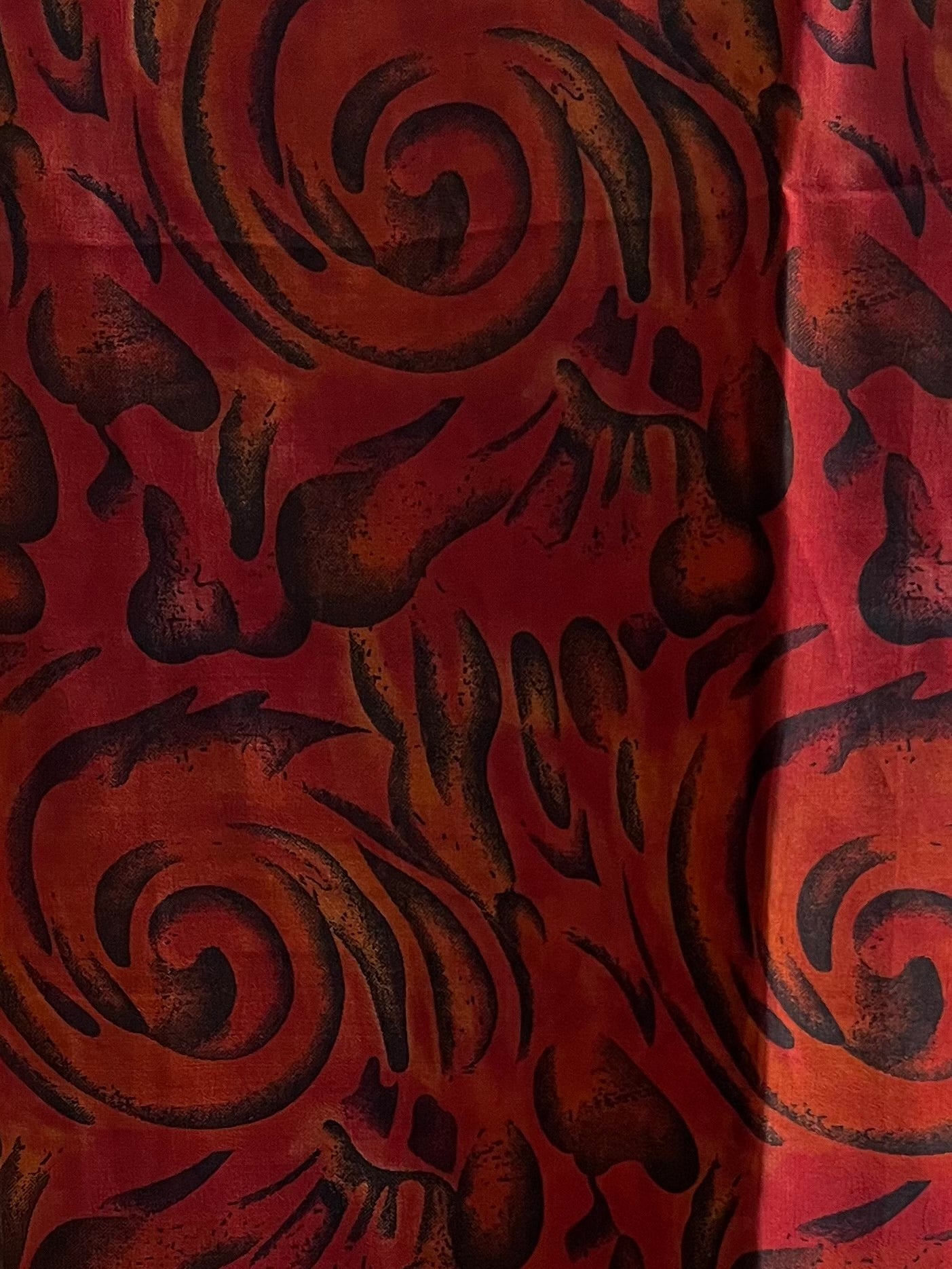 Intense sun red & black swirl chiffon hijab