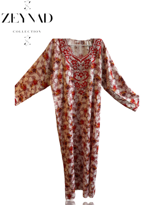 Red Flow Jalabiya dress COMES WITH FREE HIJAB
