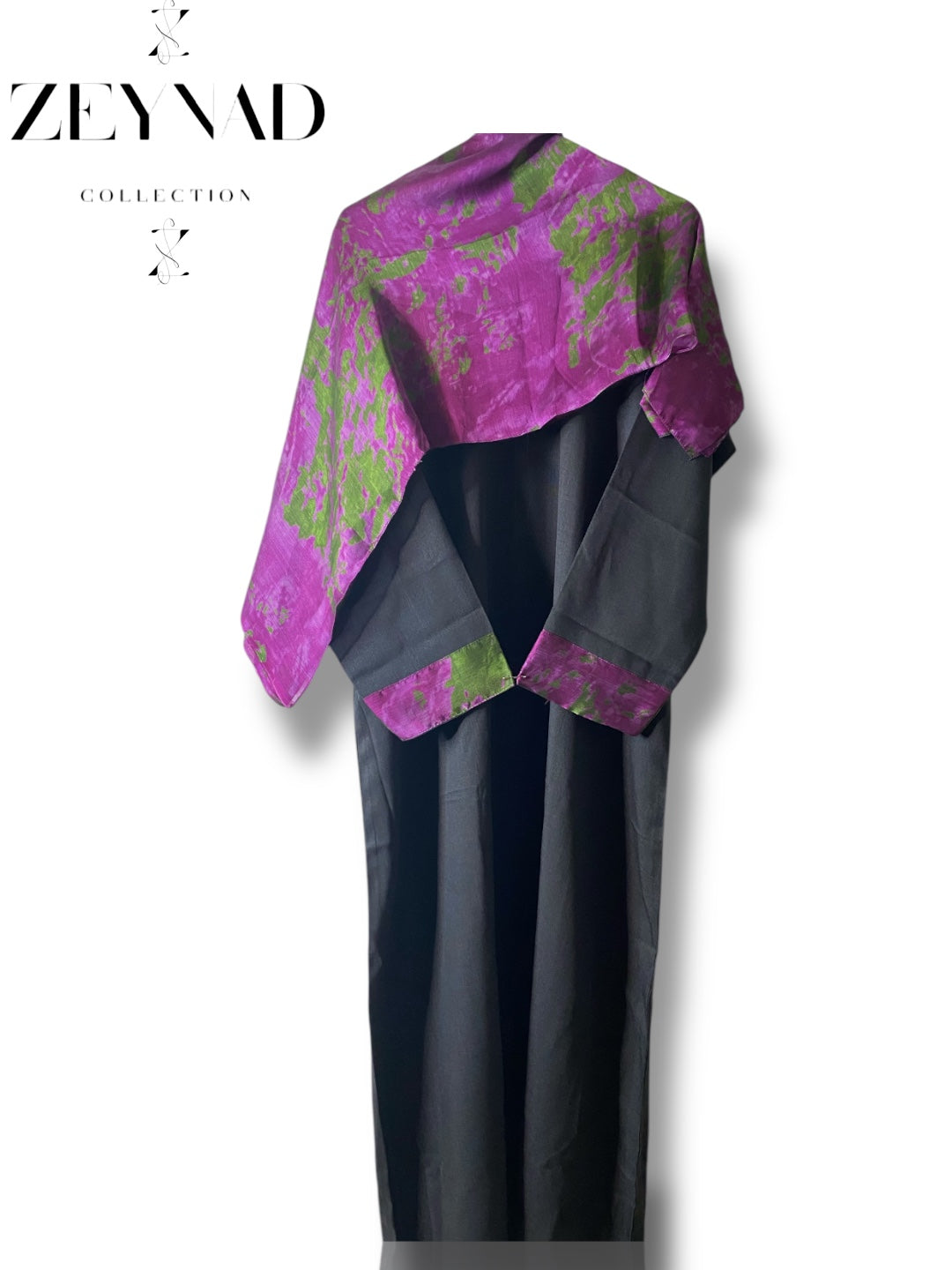 Black mauve purple matching dress & hijab set
