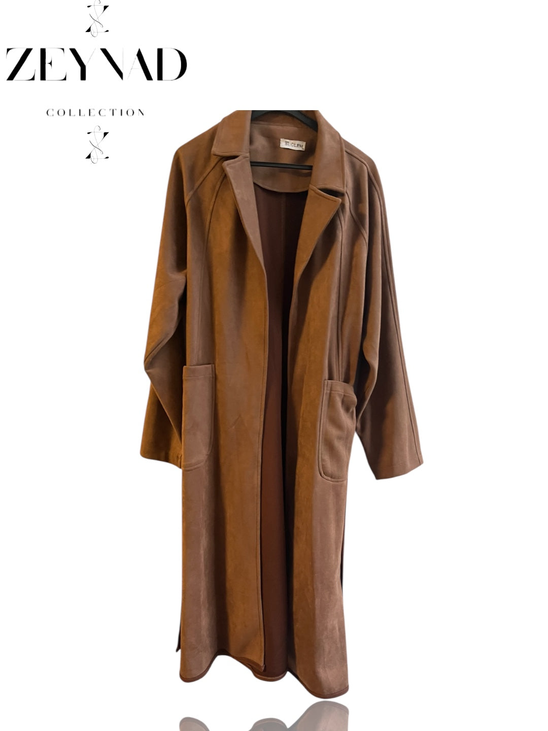 ZEYNAD Winter belted wool tailored trench coat in brown (Limited to 1)
