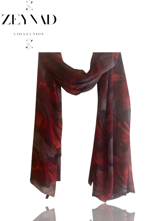 Intense forest red chiffon hijab