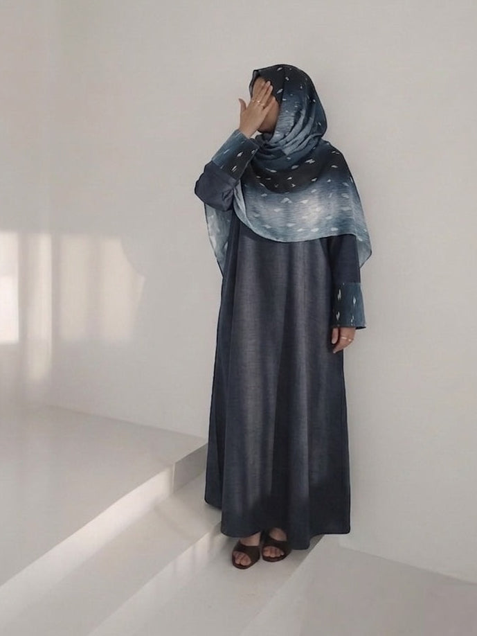 Navy azure deer matching dress & hijab set
