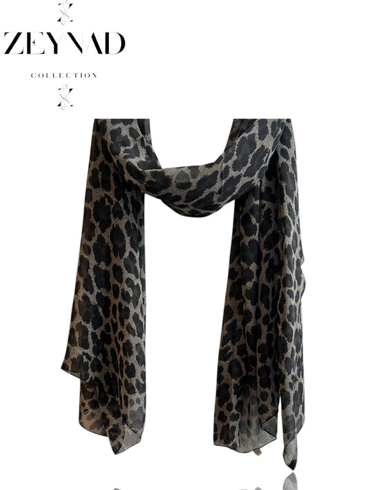 Arctic grey snow leopard print hijab