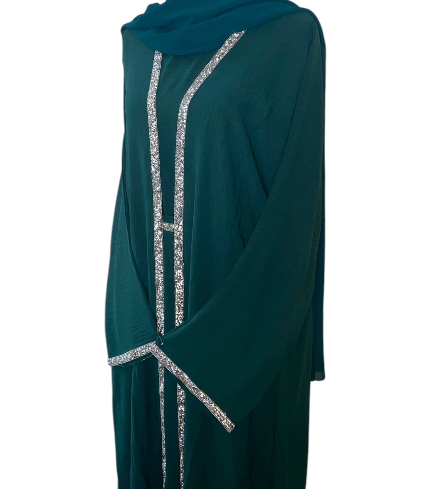 Emerald trim wave four piece Abaya