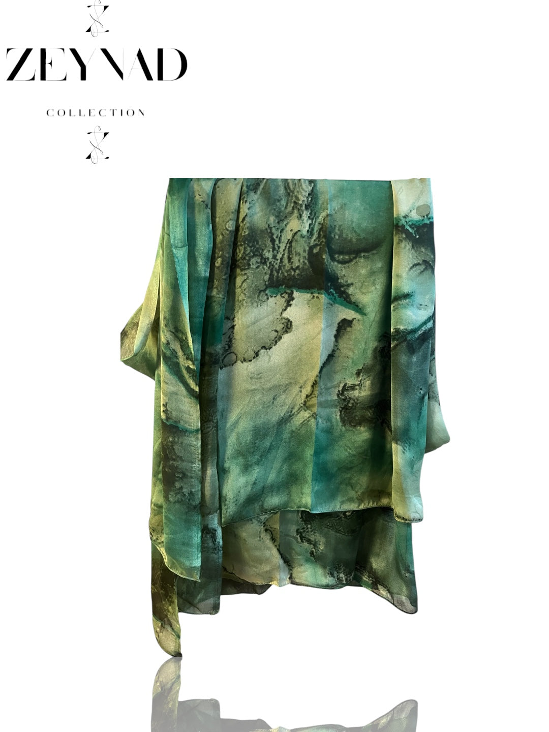Vivid Green Watercolor Chiffon Hijab