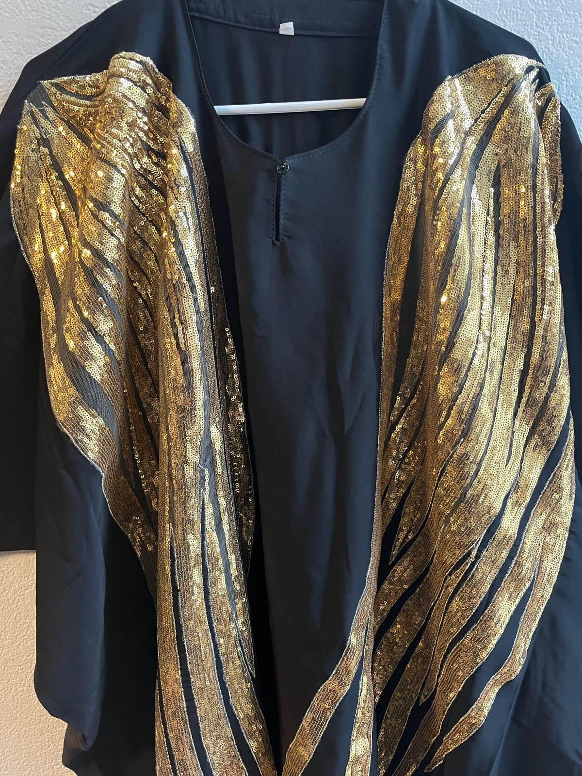 Flying wings Black & Gold Closed Abaya with Scarf