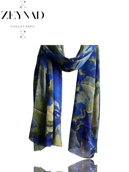 Vivid blue green camo ZEYNAD print