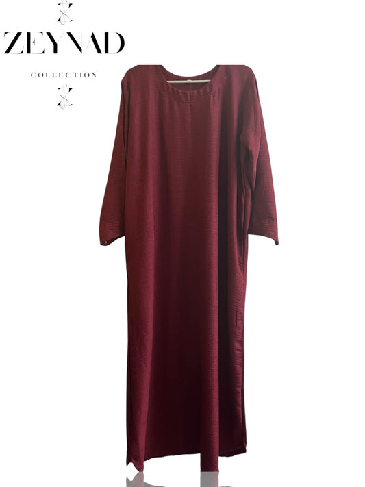Summer Burgundy Linen Dress