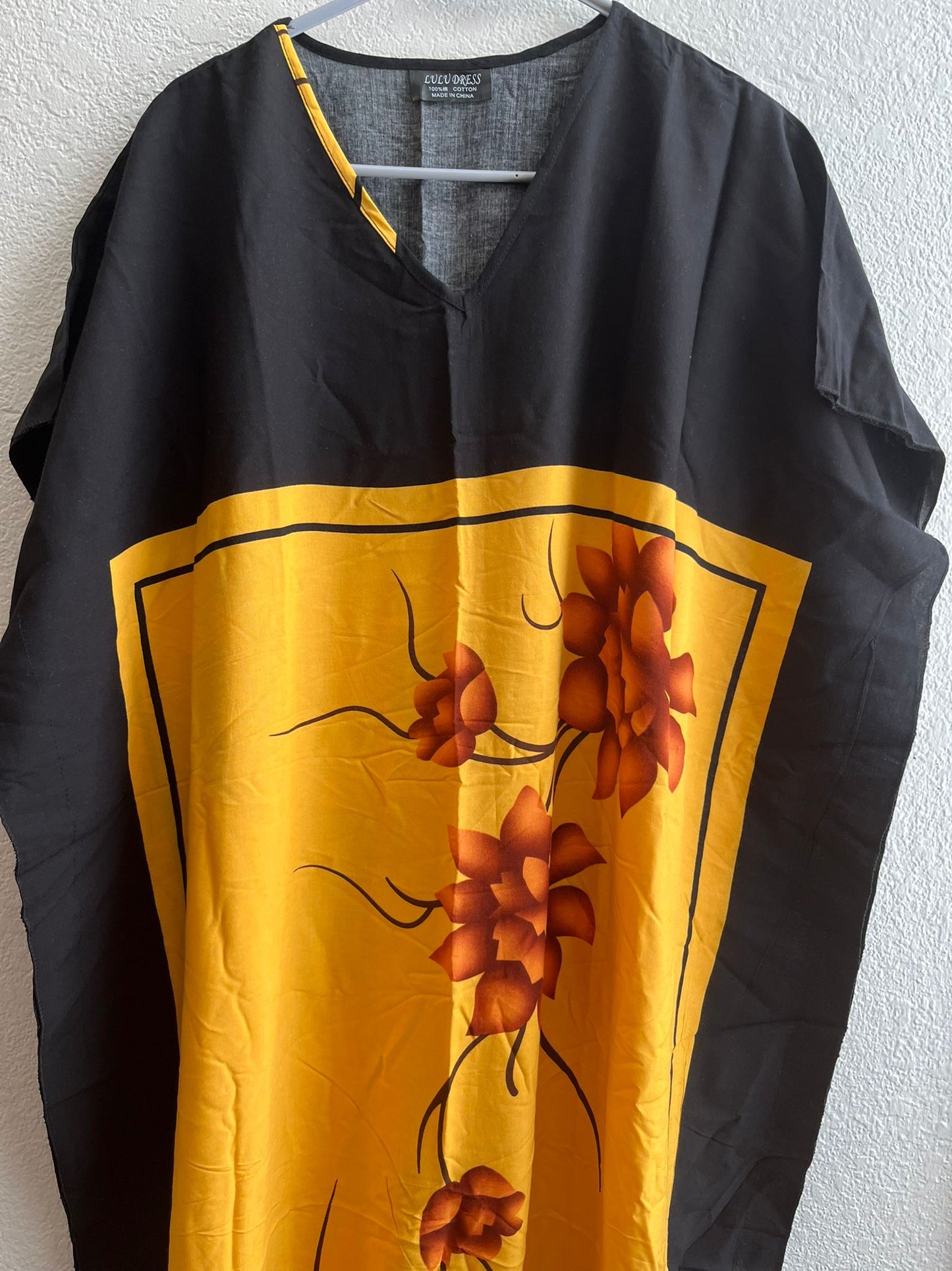 Patterned yellow & black dress