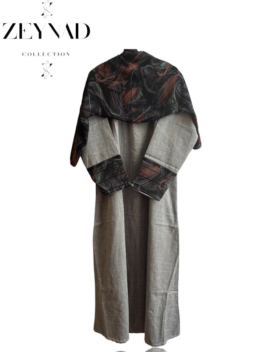 Intense pale-dark matching dress & hijab set