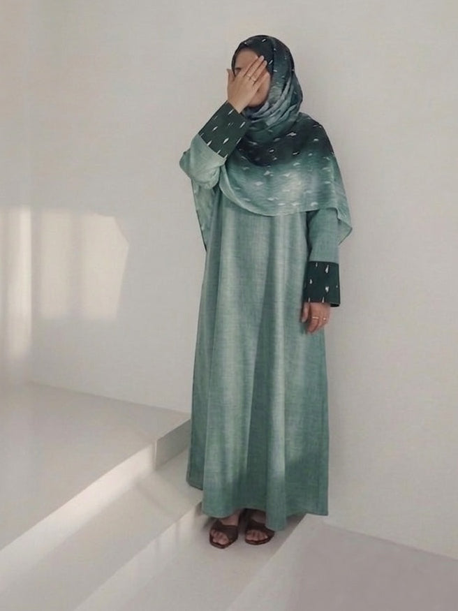 Mint Green deer matching dress & hijab set