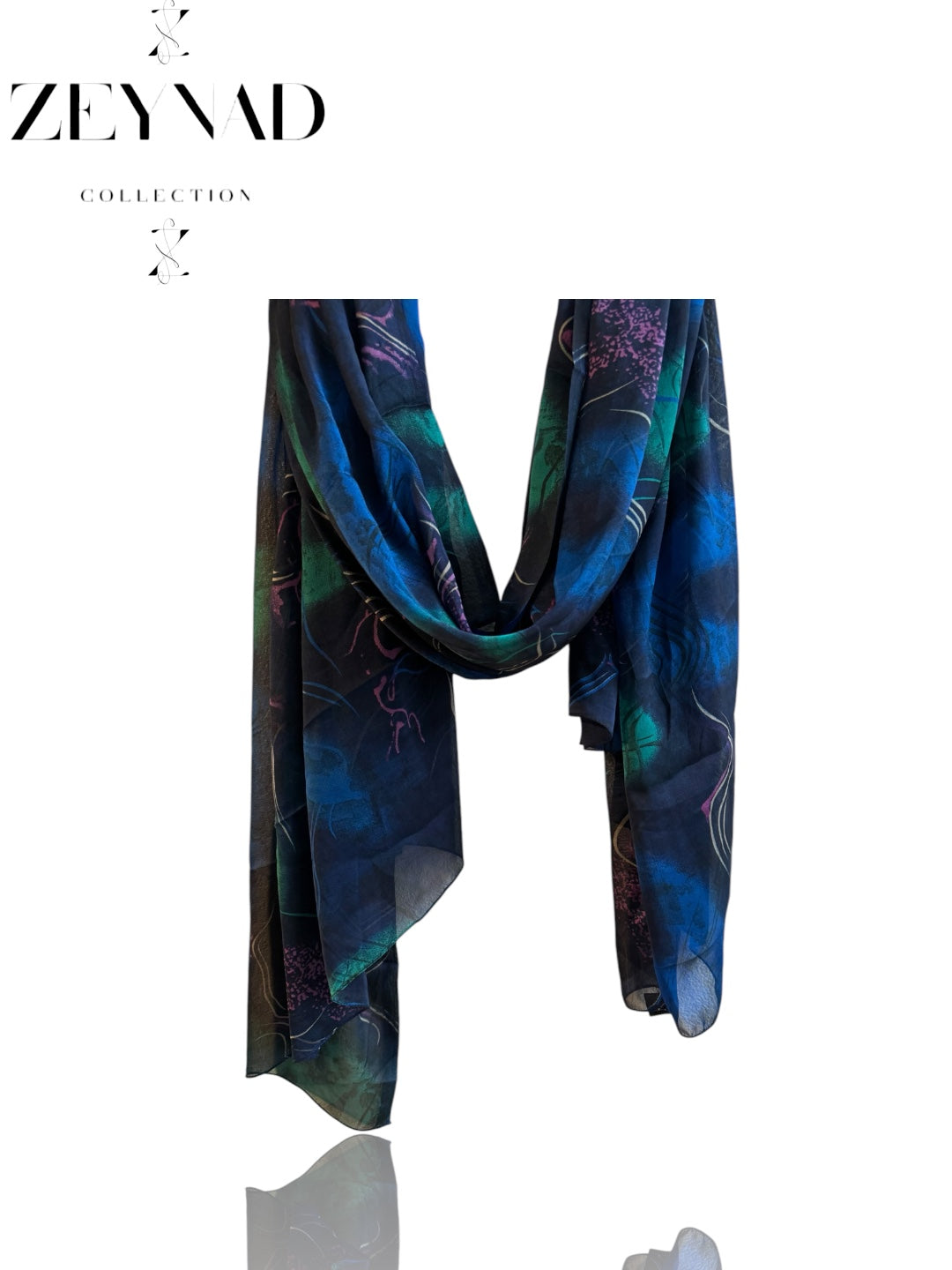 Dark Blue Shadow Ocean Glow Chiffon Hijab