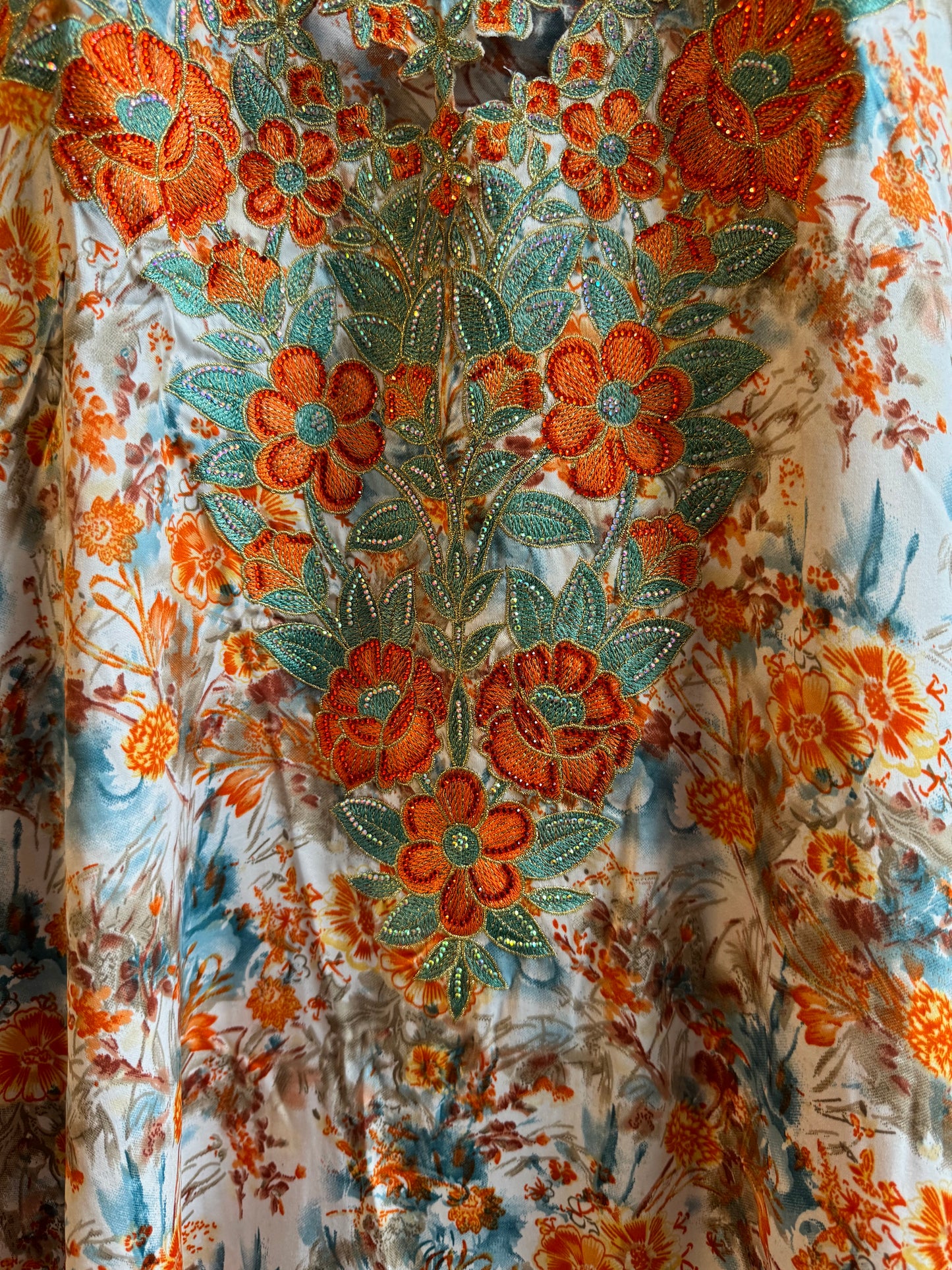 Orange Flow Jalabiya dress COMES WITH FREE HIJAB