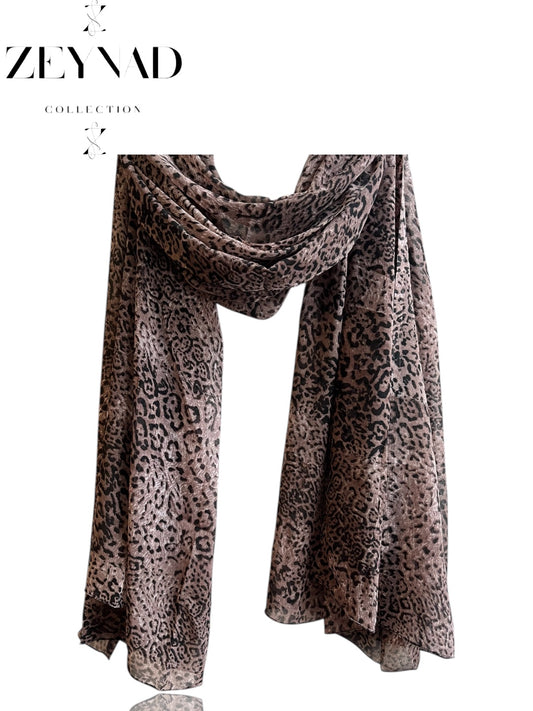 Arctic mixture print & black snow leopard print hijab