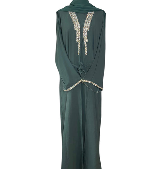 Pine Line (green) wave four piece Abaya