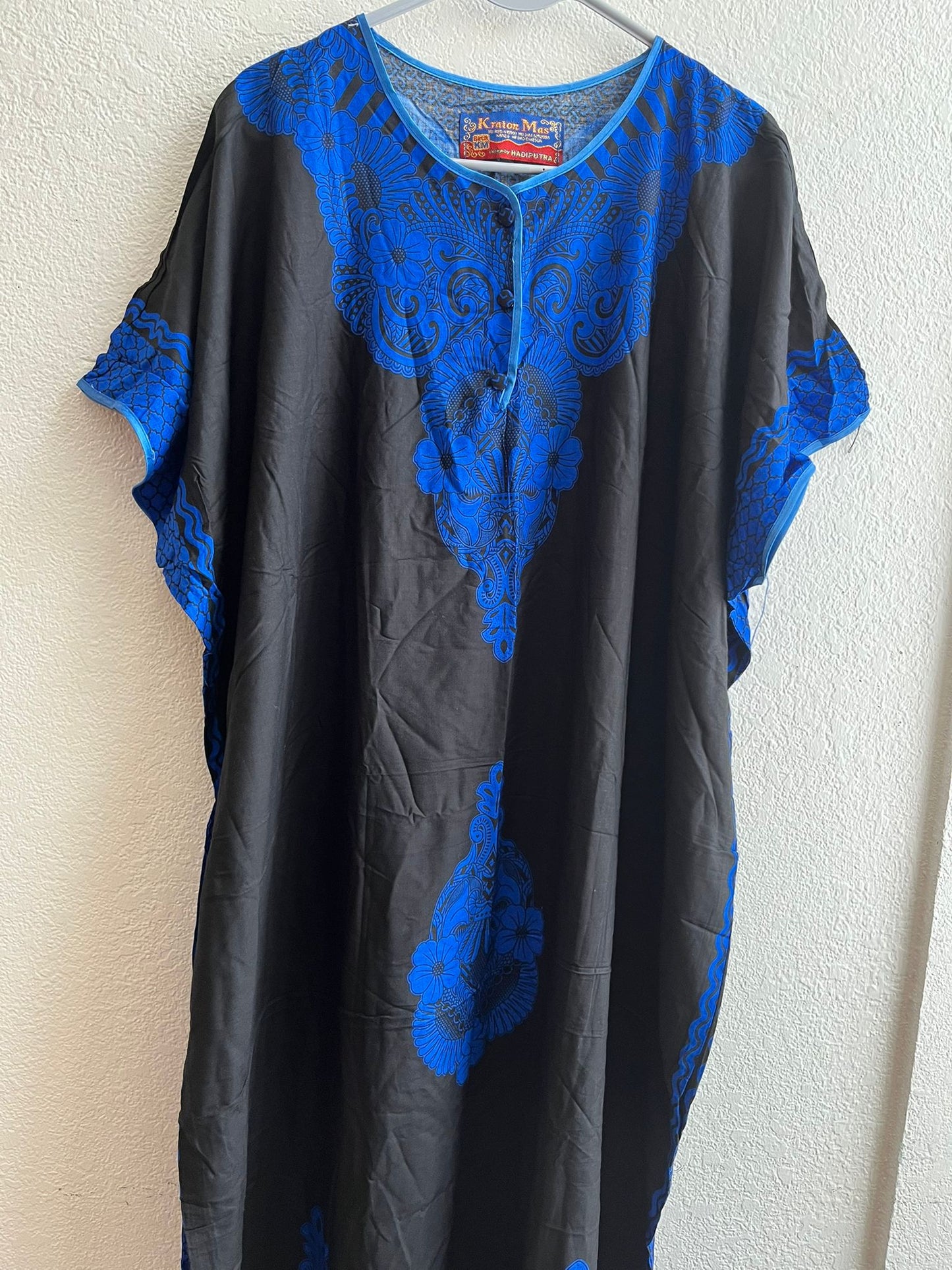 Patterned dark blue & black dress