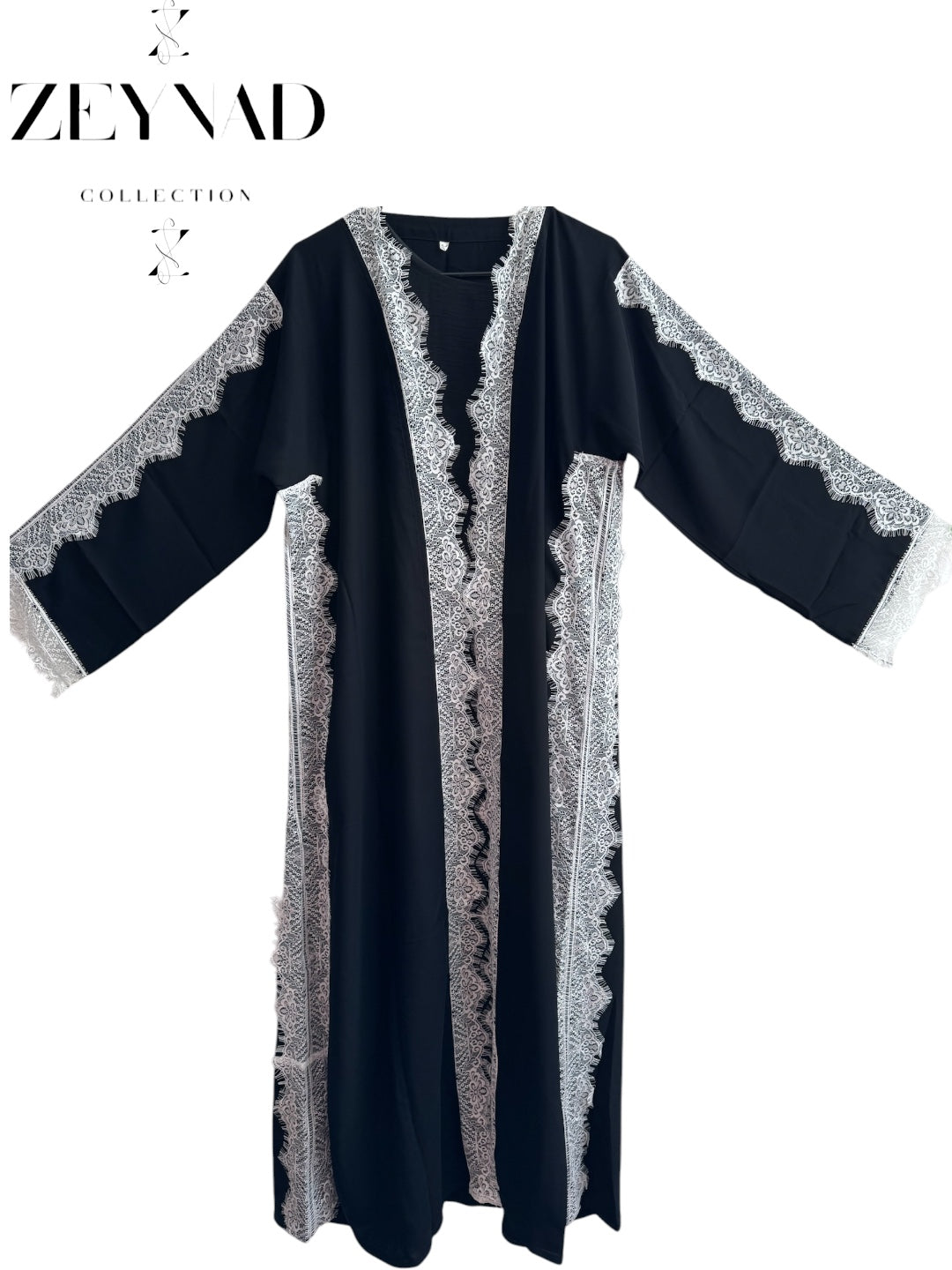 Midnight ivory lace ZEYNAD Abaya