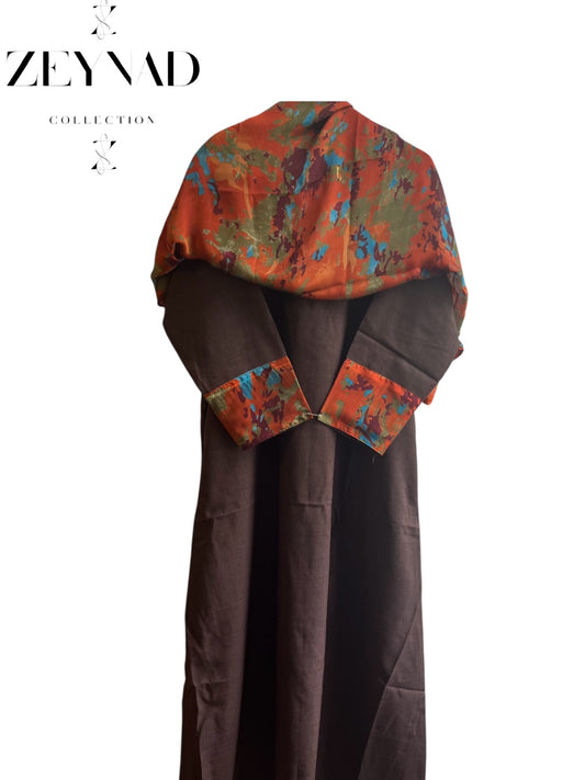 Brown & Orange camouflage matching dress & hijab set