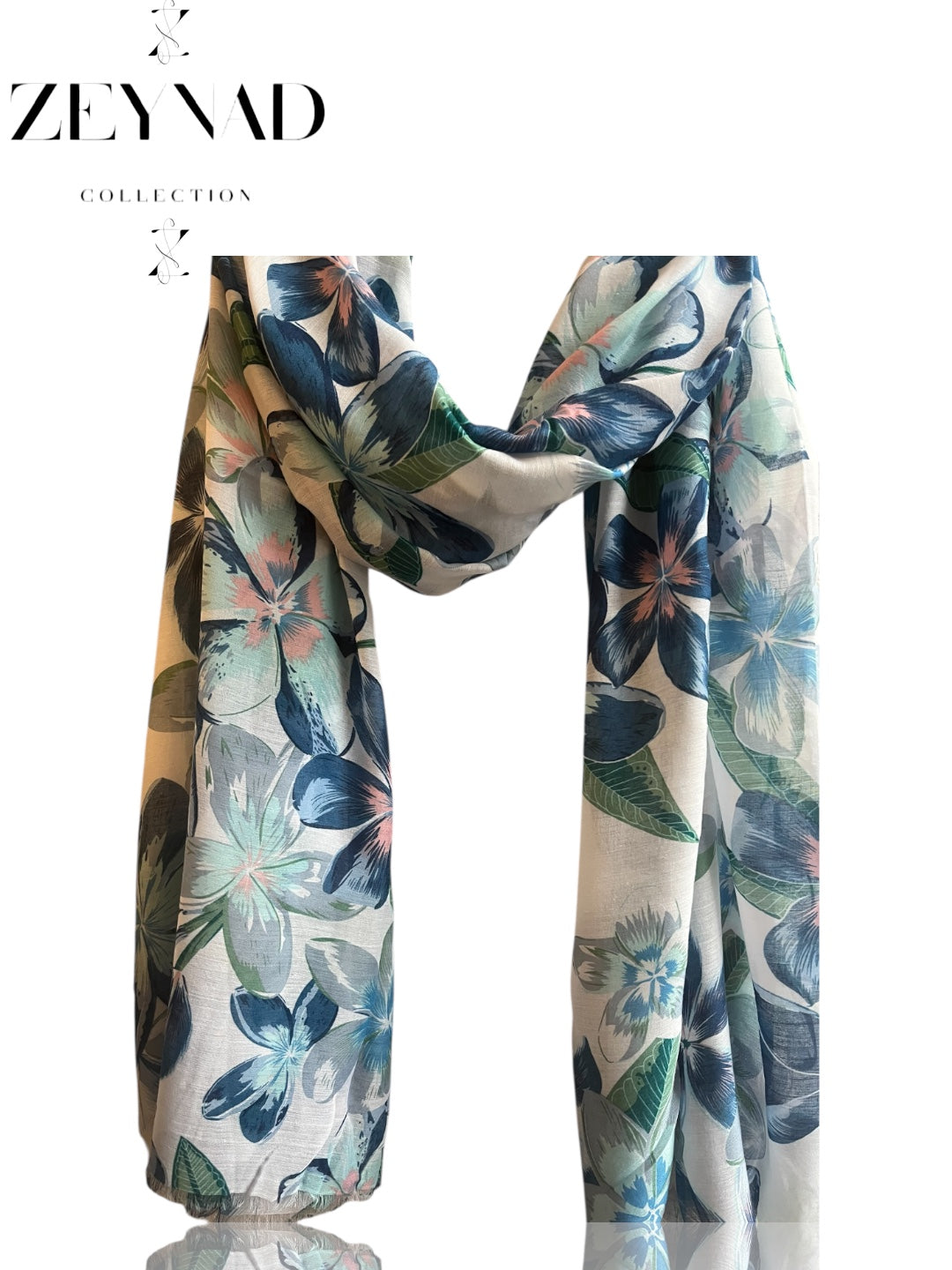 Light Blue Floral Modal Hijab