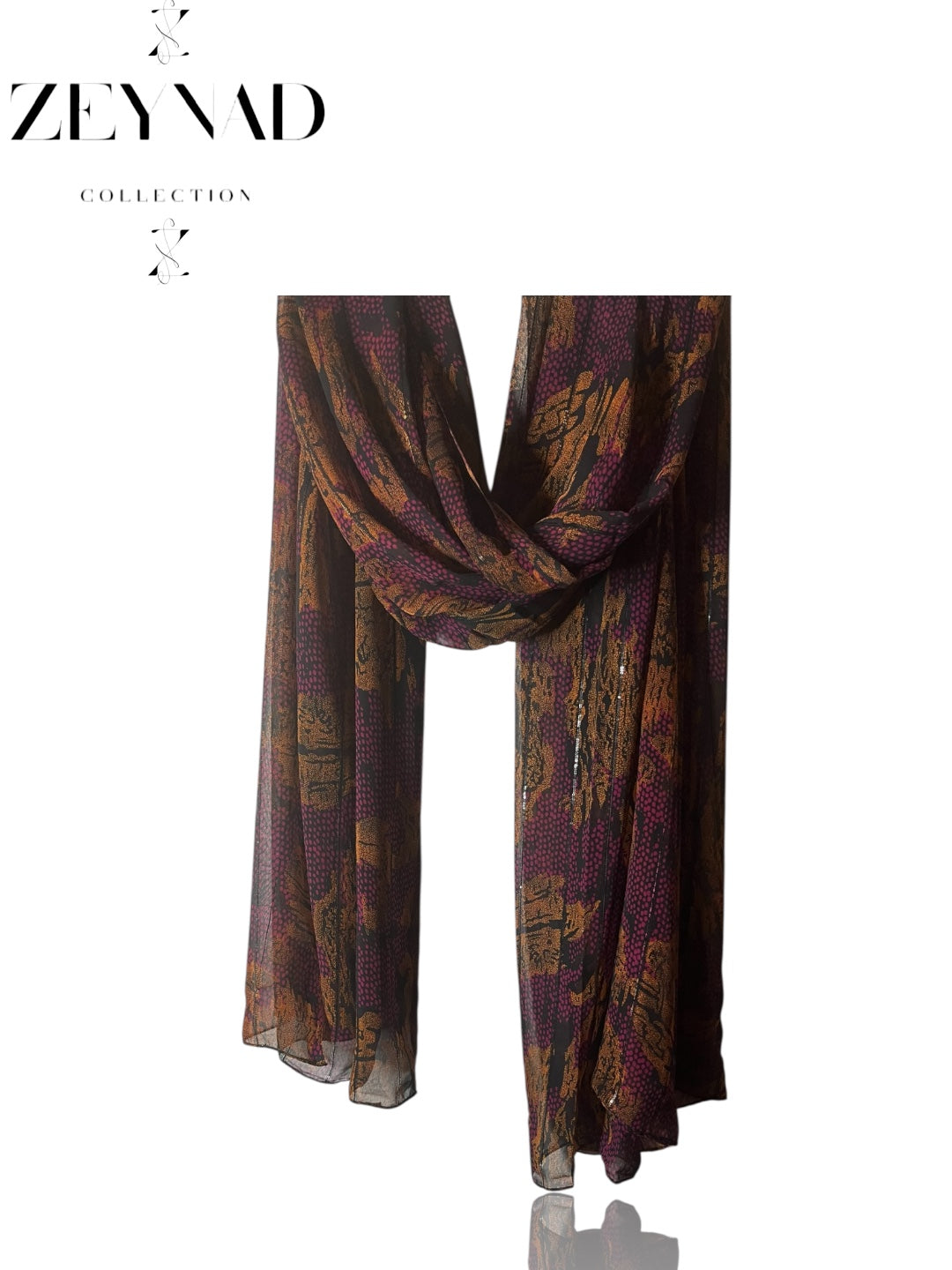 Luminous brown burgundy chiffon hijab