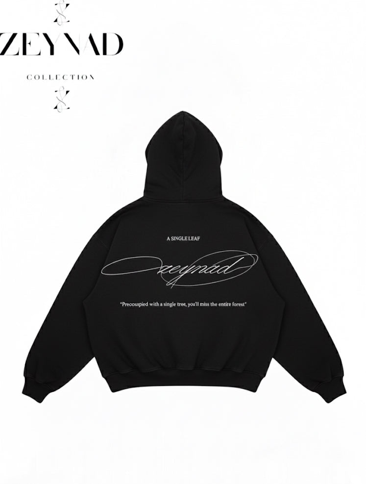 Single leaf ZEYNAD hoodie in black
