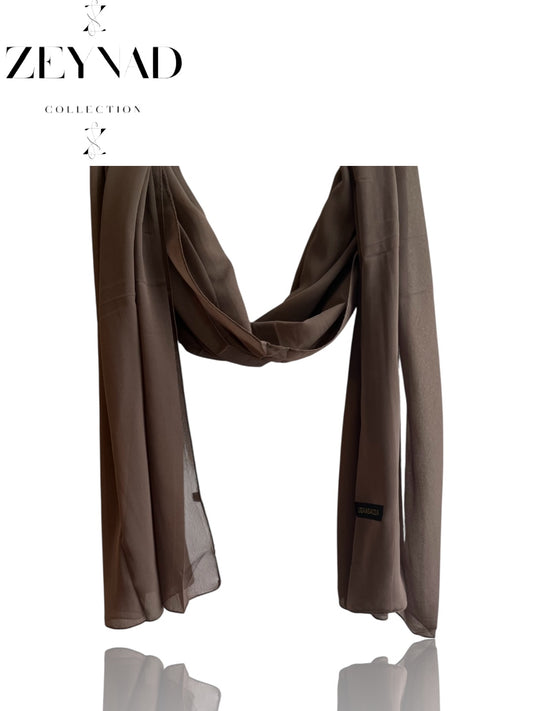 Plain grey-brown chiffon hijab