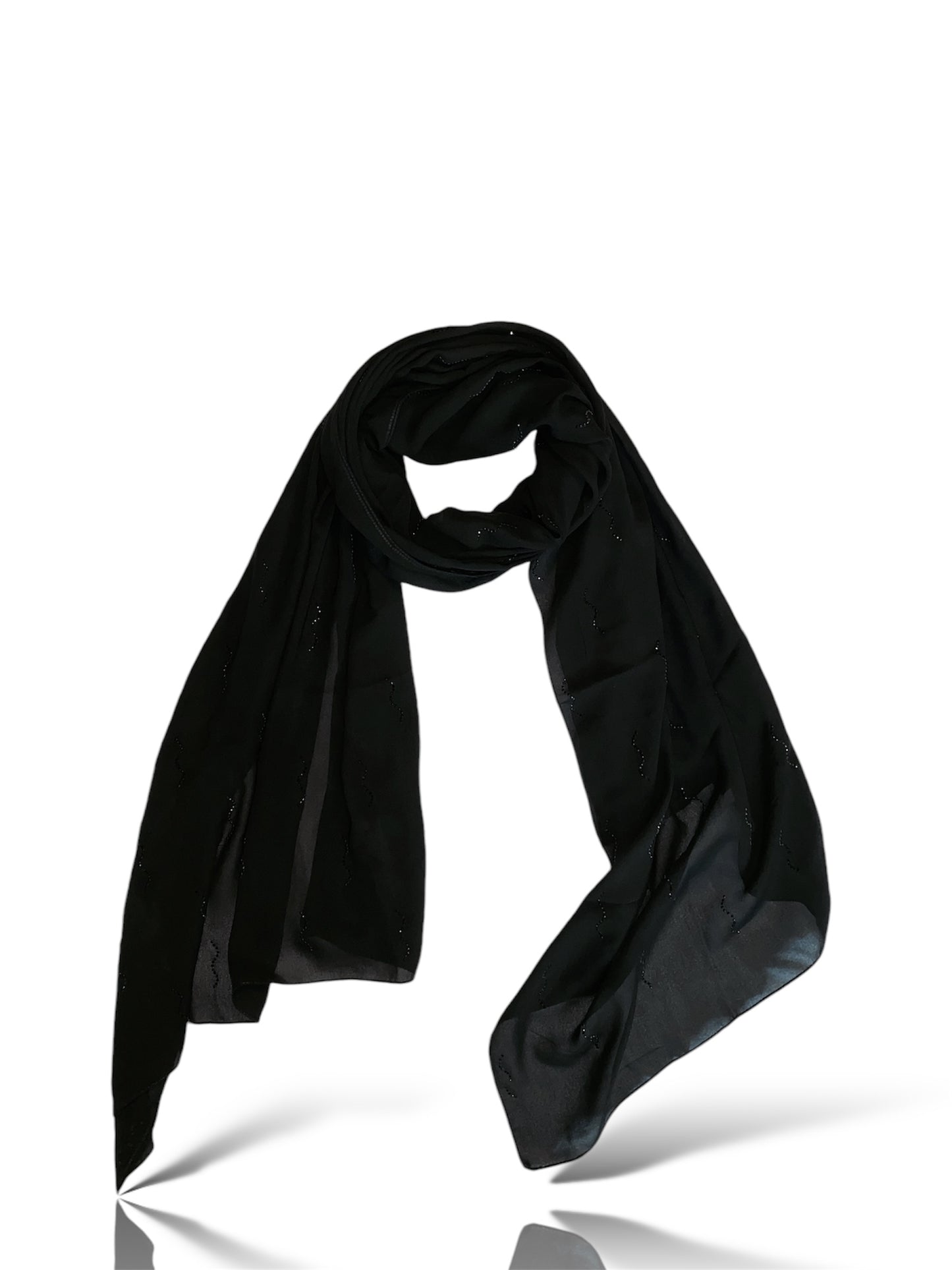 Premium black rhinestone hijab