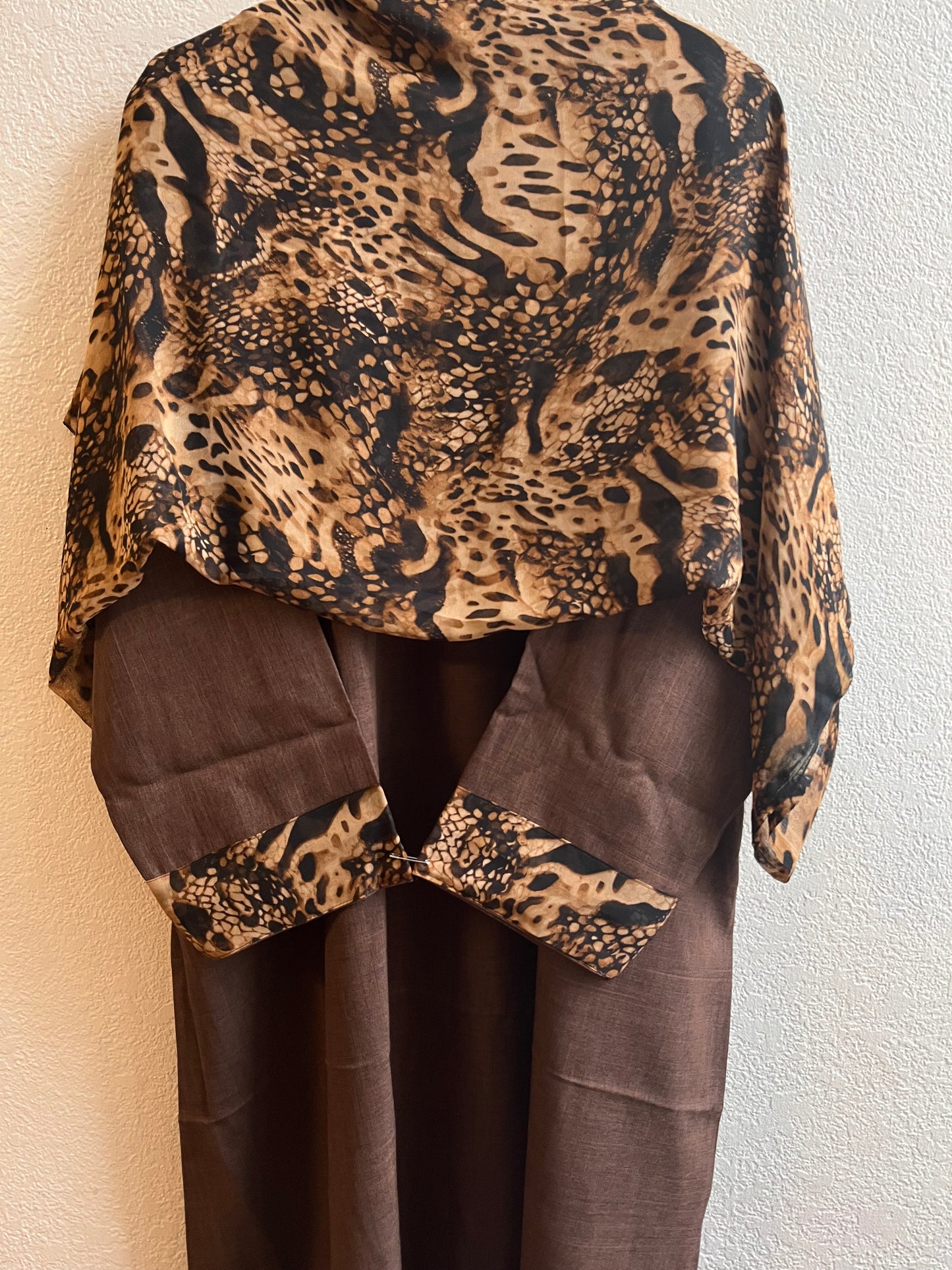 Light Brown Tiger print matching dress & hijab set