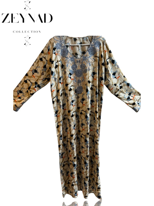 Teal Flow Jalabiya dress COMES WITH FREE HIJAB