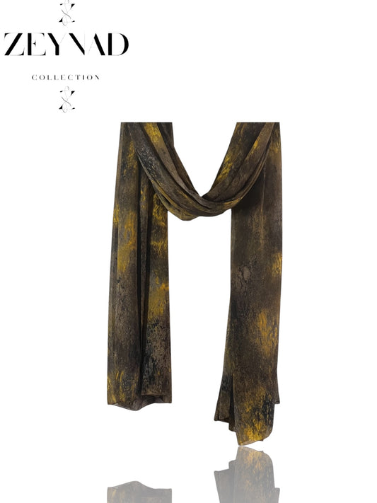 Eternal space yellow & dust brown chiffon hijab