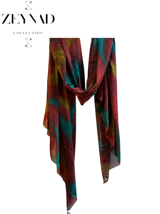 Sunset Burgundy & Yellow Ocean Glow Hijab