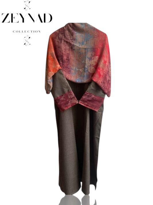 Watercolor Painting Matching Dress & Hijab Set